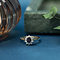 vintage Gouden ring met saffier en diamant 14 krt