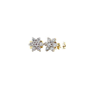 Gold stud earrings with diamond 14 carat