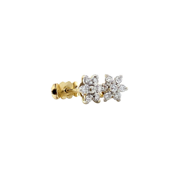 vintage Gouden entourage oorstekers met diamant 14 krt