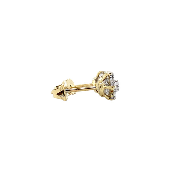 vintage Gouden entourage oorstekers met diamant 14 krt