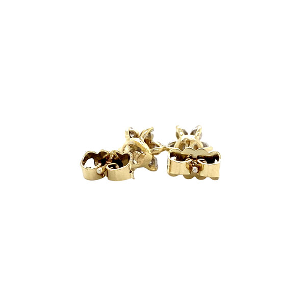 vintage Gouden entourage oorstekers met diamant 14 krt
