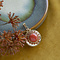 vintage Gouden vintage entourage hanger met bloedkoraal 14 krt