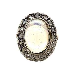 Gold ring with coloured stone and rose diamond 18 krt/925