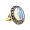vintage Gold entourage ring with colored stone and rose diamond 18 kt/925