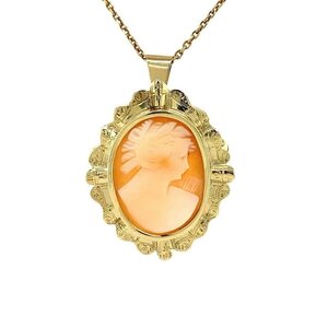 Gouden camee hanger/ broche 14 krt