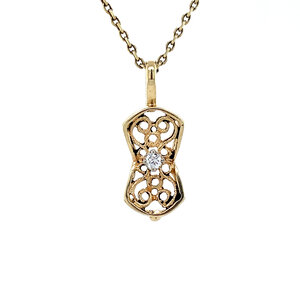 Gold pendant with diamond 14 kt