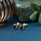 vintage Gold ear studs with sapphire 14 krt