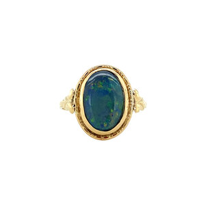 Gold ring with opal doublet 14 krt