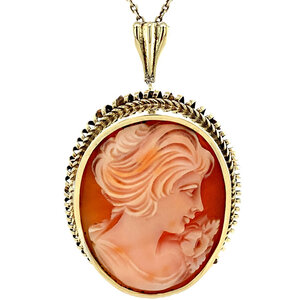 Gold pendant with cameo 14 kt