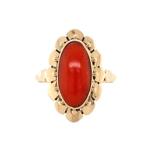 Gold ring with blood coral 14 krt