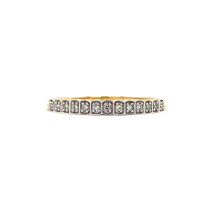 Gold row ring with diamond 18 kt