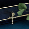 vintage Gouden kruis hanger met diamant 14 krt
