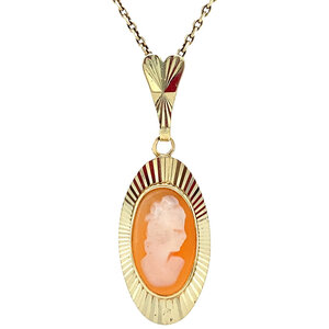 Gold pendant with cameo 14 kt