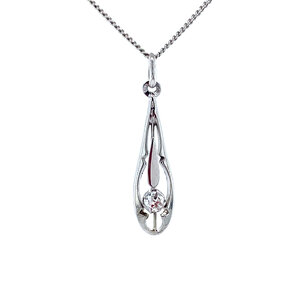White gold pendant with diamonds 14 krt