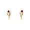 vintage Gold ear studs with ruby and diamond 14 krt