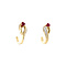vintage Gold ear studs with ruby and diamond 14 krt