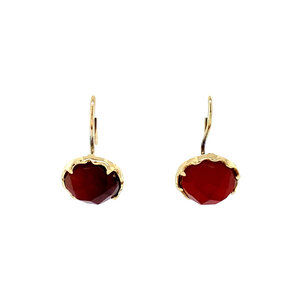 Gold earrings with carnelian 14 krt