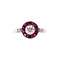 vintage White gold entourage ring with ruby and diamond 14 kt