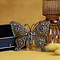 vintage Gouden hanger met saffier, smaragd, robijn, emaille en diamant 14 krt/925