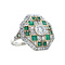 vintage Platina vintage ring met smaragd en diamant 950