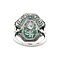vintage Platina vintage ring met smaragd en diamant 950