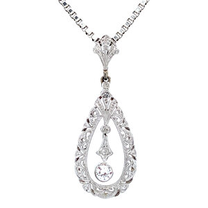 White gold pendant with diamond 14 kt