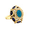 vintage Gold ring with iolite, turquoise and sapphire 18 krt