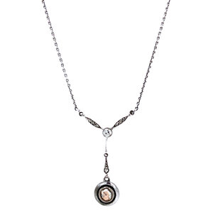 Zilveren collier met diamant hanger 835