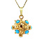vintage Gold sputnik pendant with colored stone 14 kt