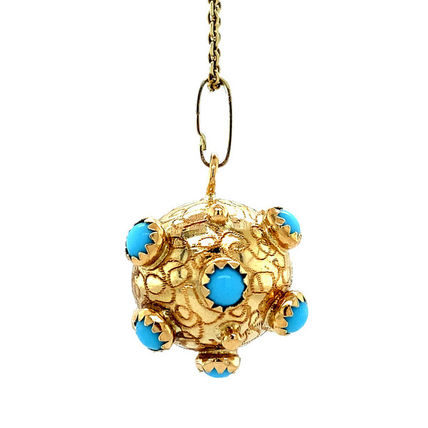 vintage Gold sputnik pendant with colored stone 14 kt