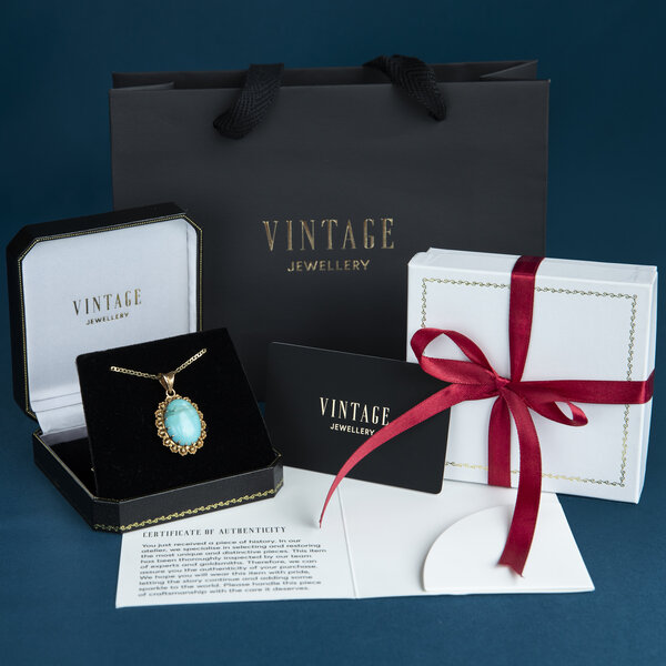 vintage Gold sputnik pendant with colored stone 14 kt