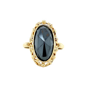 Gouden ring met hematiet 14 krt