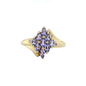 Ring met tanzaniet en diamant 9 krt