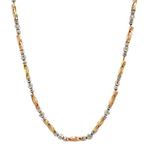 Bicolour gold fantasy necklace 14 krt
