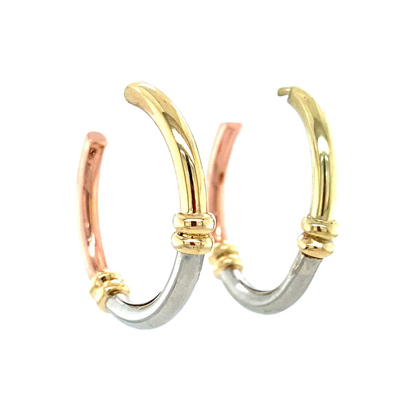 vintage Tricolour gouden oorringen 14 krt