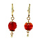vintage Gold earrings with carnelian 14 kt