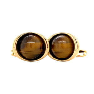 Gold cufflinks with tiger eye 18 krt