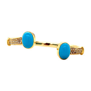 Gouden bangle met keramiek en diamant 18 krt