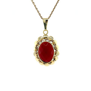 Gold pendant with carnelian 14 kt