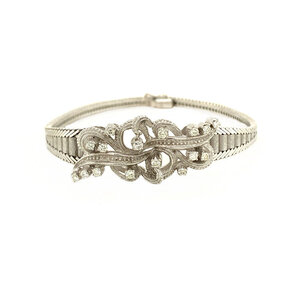 Witgouden armband met diamant 14 krt
