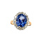 vintage Gold entourage ring with sapphire and diamond 20 kt/925