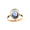 vintage Gold entourage ring with sapphire and diamond 20 kt/925