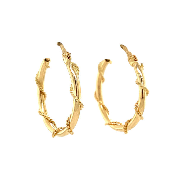 vintage Gouden fantasie oorringen 14 krt