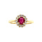 vintage Gouden ring met robijn en diamant 14 krt