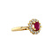 vintage Gouden ring met robijn en diamant 14 krt