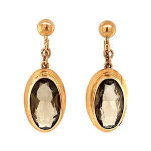 Gold earrings with smoky quartz 14 ct