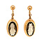 vintage Gouden oorhangers met rookkwarts 14 krt