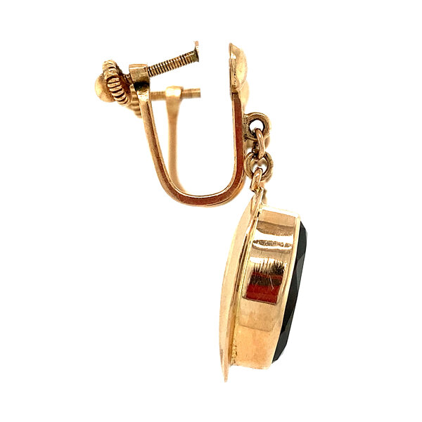 vintage Gouden oorhangers met rookkwarts 14 krt