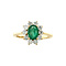 vintage Gouden entourage ring met smaragd en diamant 14 krt