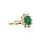 vintage Gouden entourage ring met smaragd en diamant 14 krt